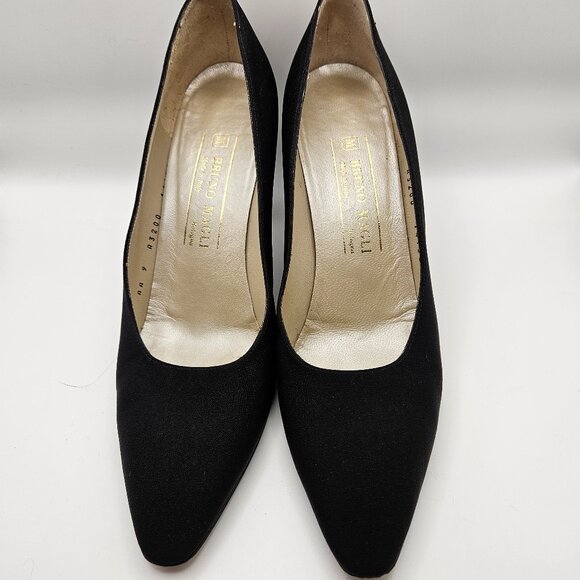 Bruno Magli Black Satin Mid-Heel Pumps – Size 9 AA – Made in Italy - Picture 1 of 10